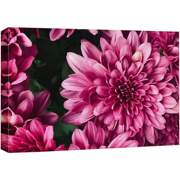 wall26 Canvas Print Wall Art Close Up Neon Hot Pink Gerbera Flower Nature Floral Photography Realism Botanical Wilderness Zen Rustic Colorful Decorative for Living Room, Bedroom, Office - 32"x48