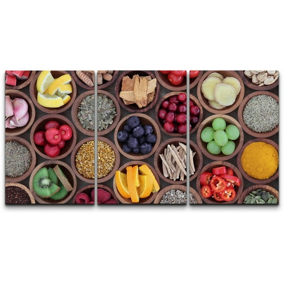 wall26 Canvas Print Wall Art Collage of Healthy Super Fruits &amp; Vegetables Food Culinary Photography Realism Decorative Natural Colorful Vibrant for Living Room, Bedroom, Office - 24"x36&quot