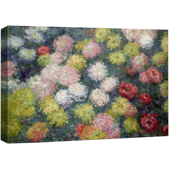 wall26 Canvas Print Wall Art Colorful Chrysanthemum Flowers Claude Monet Nature Illustrations Fine Art Decorative Landscape Multicolor Wilderness Rustic for Living Room, Bedroom, Office - 32"x48