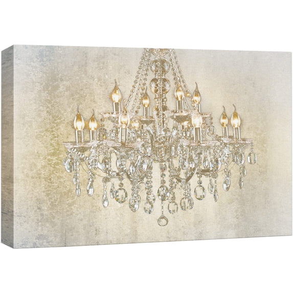 wall26 Canvas Print Wall Art Crystal Bright Chandelier on White Background Decorative Lights Digital Art Modern Art Chic Relax/Calm Multicolor for Living Room, Bedroom, Office - 24"x36"