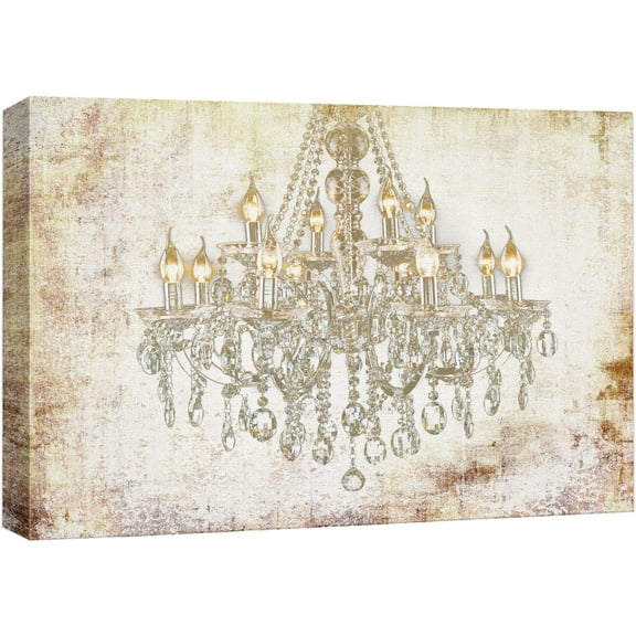 wall26 Canvas Print Wall Art Crystal Chandelier on Grunge Background Decorative Lights Digital Art Modern Art Chic Relax/Calm Multicolor for Living Room, Bedroom, Office - 16"x24"