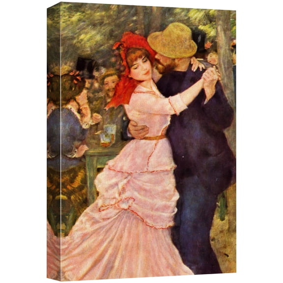 wall26 Canvas Print Wall Art Dance at Bougival by Pierre Renoir People Historic Illustrations Fine Art Traditional Scenic Colorful Multicolor Ultra for Living Room, Bedroom, Office - 12"x18"