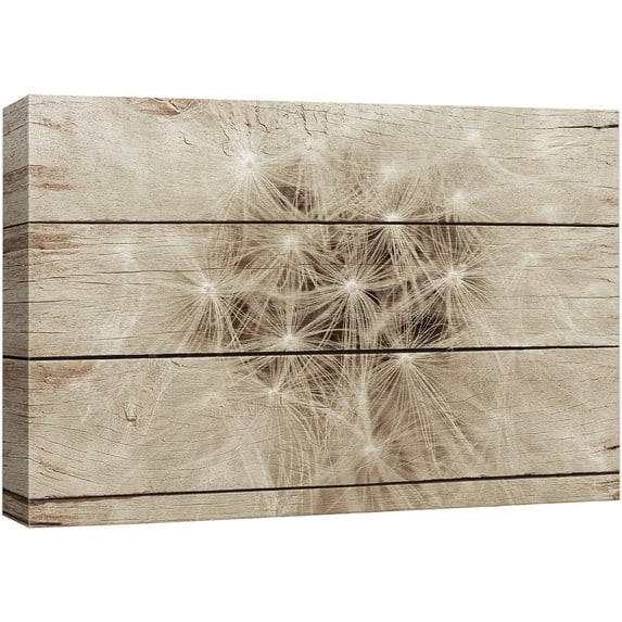 wall26 Canvas Print Wall Art Dandelion Closeup on Vintage Wood Panels Nature Floral Illustrations Modern Art Rustic Scenic Relax/Calm Multicolor for Living Room, Bedroom, Office - 16"x24"