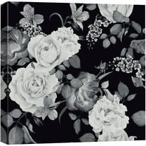 wall26 Canvas Print Wall Art Dark Grayscale Watercolor Roses & Leaves Floral Botanical Illustrations Modern Art Rustic Scenic Colorful Farmhouse/Country for Living Room, Bedroom, Office - 24&quot