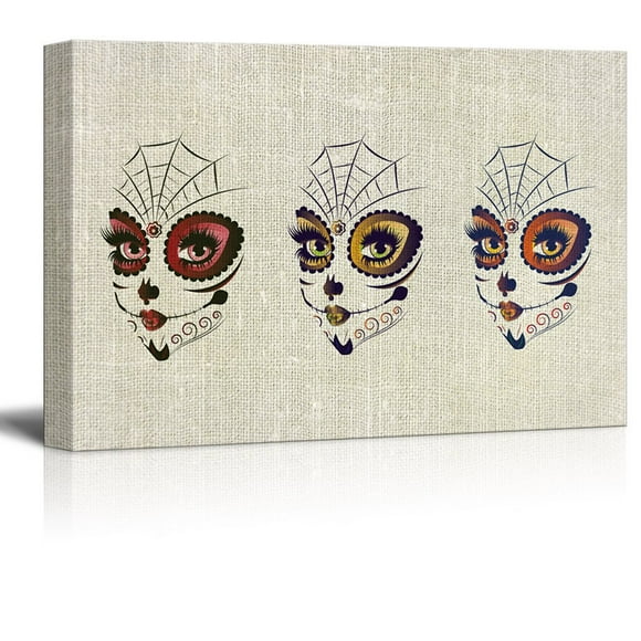 wall26 - Canvas Print Wall Art - Day of The Dead (Dia De Los Muertos) Themed Sugar Skull Girl Face with Make Up - Gallery Wrap Modern Home Art | Ready to Hang - 32x48 inches