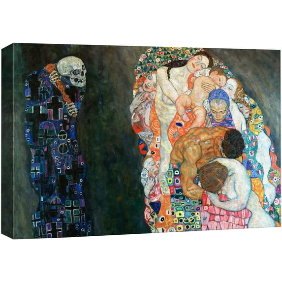 wall26 Canvas Print Wall Art Death & Life by Gustav Klimt People Historic Illustrations Fine Art Traditional Scenic Colorful Multicolor Ultra for Living Room, Bedroom, Office - 12"x18"