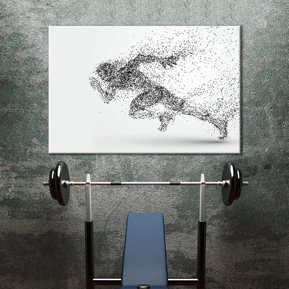 wall26 Canvas Print Wall Art Dot Explosion Abstract Track &amp; Field Runner Sports Athletes Digital Art Modern Art Rustic Scenic Urban Exercise Colorful for Living Room, Bedroom, Office - 32"x4