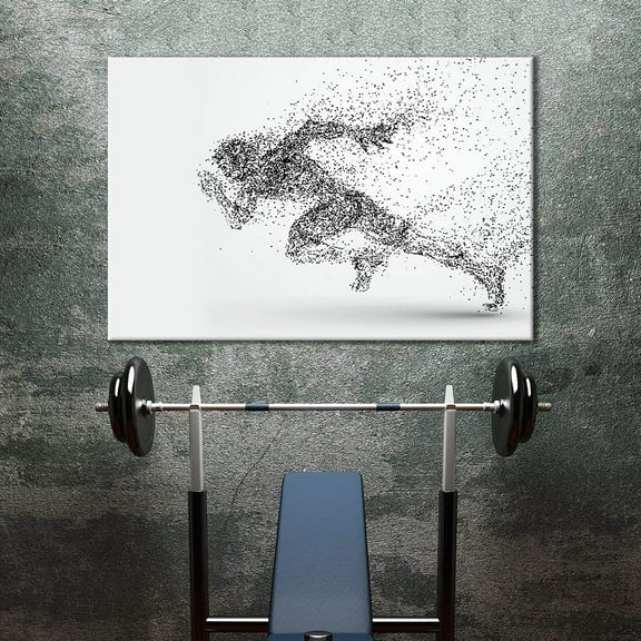 wall26 Canvas Print Wall Art Dot Explosion Abstract Track & Field Runner Sports Athletes Digital Art Modern Art Rustic Scenic Urban Exercise Colorful for Living Room, Bedroom, Office - 32"x4