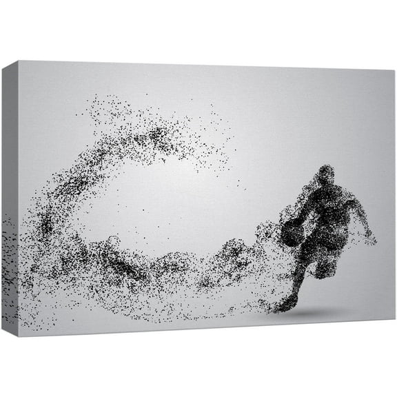 wall26 Canvas Print Wall Art Dot Explosion Basketball Player Dribbling Ball Sports Athletes Digital Art Modern Art Rustic Scenic Urban Exercise Colorful for Living Room, Bedroom, Office - 16"x24