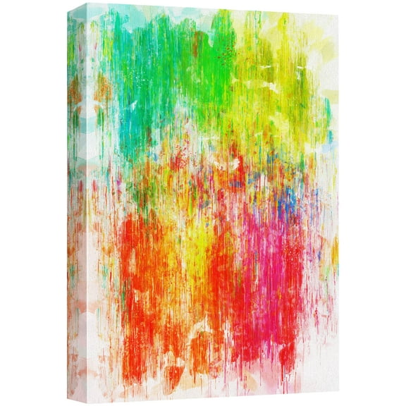 wall26 Canvas Print Wall Art Dripping Rainbow Paint Strokes Abstract Shapes Illustrations Modern Art Decorative Elements Colorful Multicolor for Living Room, Bedroom, Office - 12"x18"