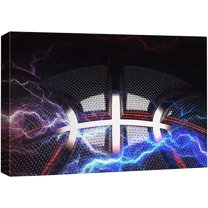 wall26 Canvas Print Wall Art Electrical Current Surge on Basketball Sports Athletes Digital Art Realism Modern Scenic Dramatic Fun Ultra for Living Room, Bedroom, Office - 12"x18"