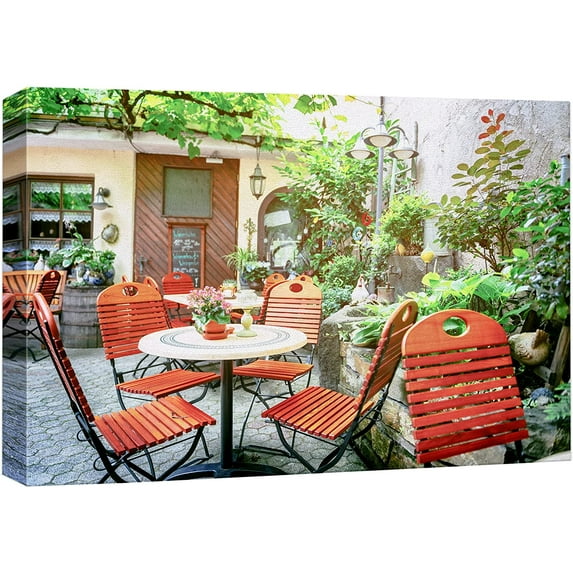 wall26 Canvas Print Wall Art European Italian Cafe Floral Terrace Nature Wilderness Photography Realism Rustic Scenic Landscape Earth Panorama Colorful for Living Room, Bedroom, Office - 12"x18&