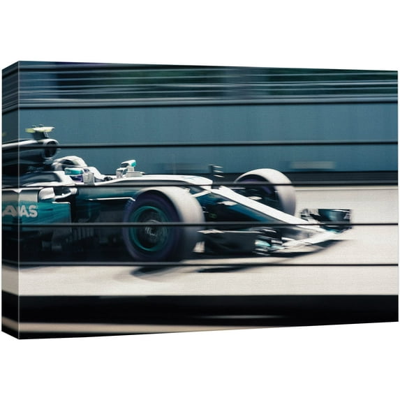 wall26 Canvas Print Wall Art F1 Racing Car Zooms by Sports Athletes Photography Realism Contemporary Scenic Urban Multicolor Ultra for Living Room, Bedroom, Office - 12"x18"