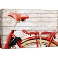 thumbnail image 1 of wall26 Canvas Print Wall Art Faded Red Bike on White Wood Panels Transportation Cityscape Mixed Media Modern Art Rustic Scenic Relax/Calm Ultra for Living Room, Bedroom, Office - 16"x24", 1 of 5