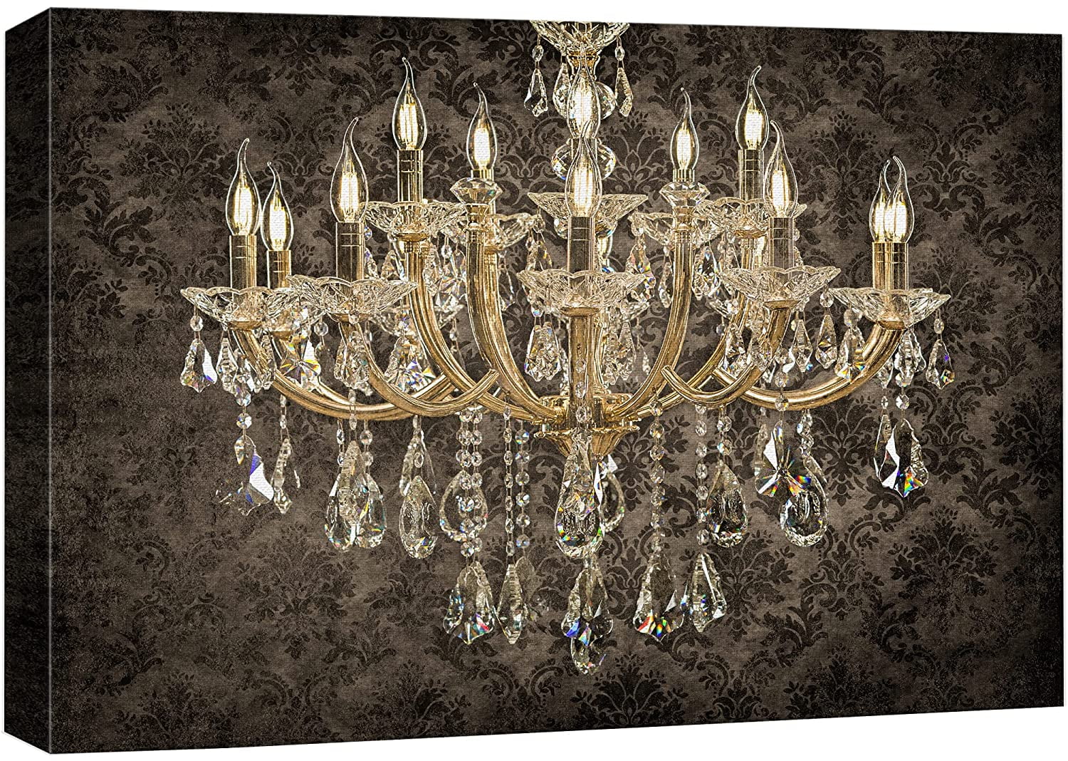 wall26 Canvas Print Wall Art Fancy Black Pattern Victorian Chandelier
