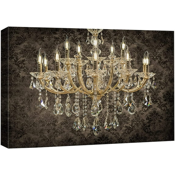 wall26 Canvas Print Wall Art Fancy Black Pattern Victorian Chandelier Decorative Lights Digital Art Realism Stylish Zen Chic Contemporary Boho Relax/Calm for Living Room, Bedroom, Office - 16"x2
