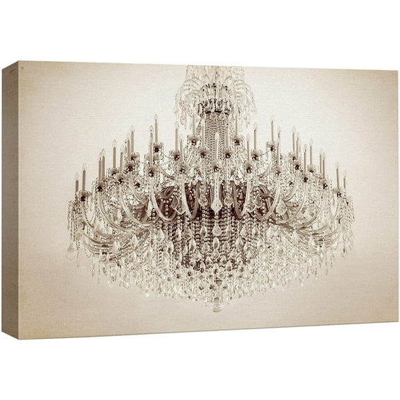wall26 Canvas Print Wall Art Fancy Victorian White Crystal Chandelier Decorative Lights Digital Art Realism Stylish Zen Chic Contemporary Boho Relax/Calm for Living Room, Bedroom, Office - 24"x3