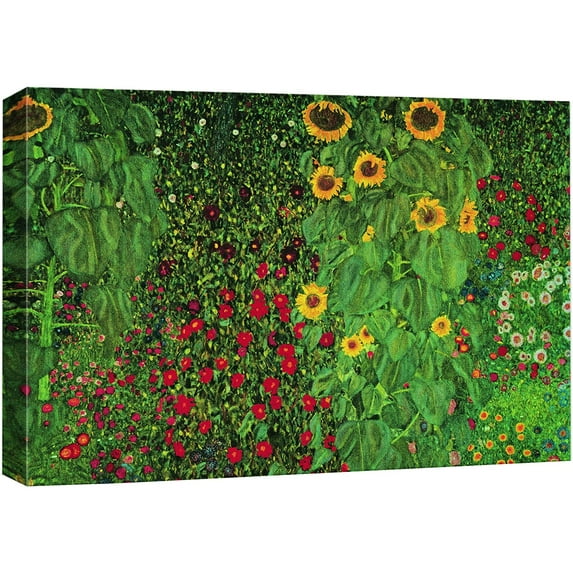 wall26 Canvas Print Wall Art Farm Garden with Sunflowers Gustav Klimt Classic Illustrations Fine Art Decorative Vintage Colorful Historic Multicolor Retro for Living Room, Bedroom, Office - 24"x