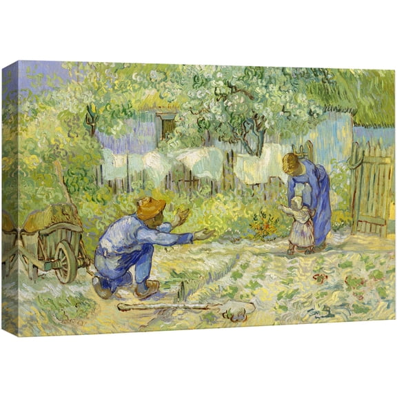 wall26 Canvas Print Wall Art First Steps (After Millet) by Master Artist Vincent Van Gogh Nature Wilderness Illustrations Fine Art Relax/Calm Multicolor for Living Room, Bedroom, Office - 12"x18
