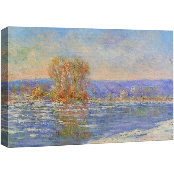 wall26 Canvas Print Wall Art Floating Ice Near Bennecourt Claude Monet Nature Illustrations Fine Art Decorative Landscape Multicolor Wilderness Rustic for Living Room, Bedroom, Office - 16"x24&q