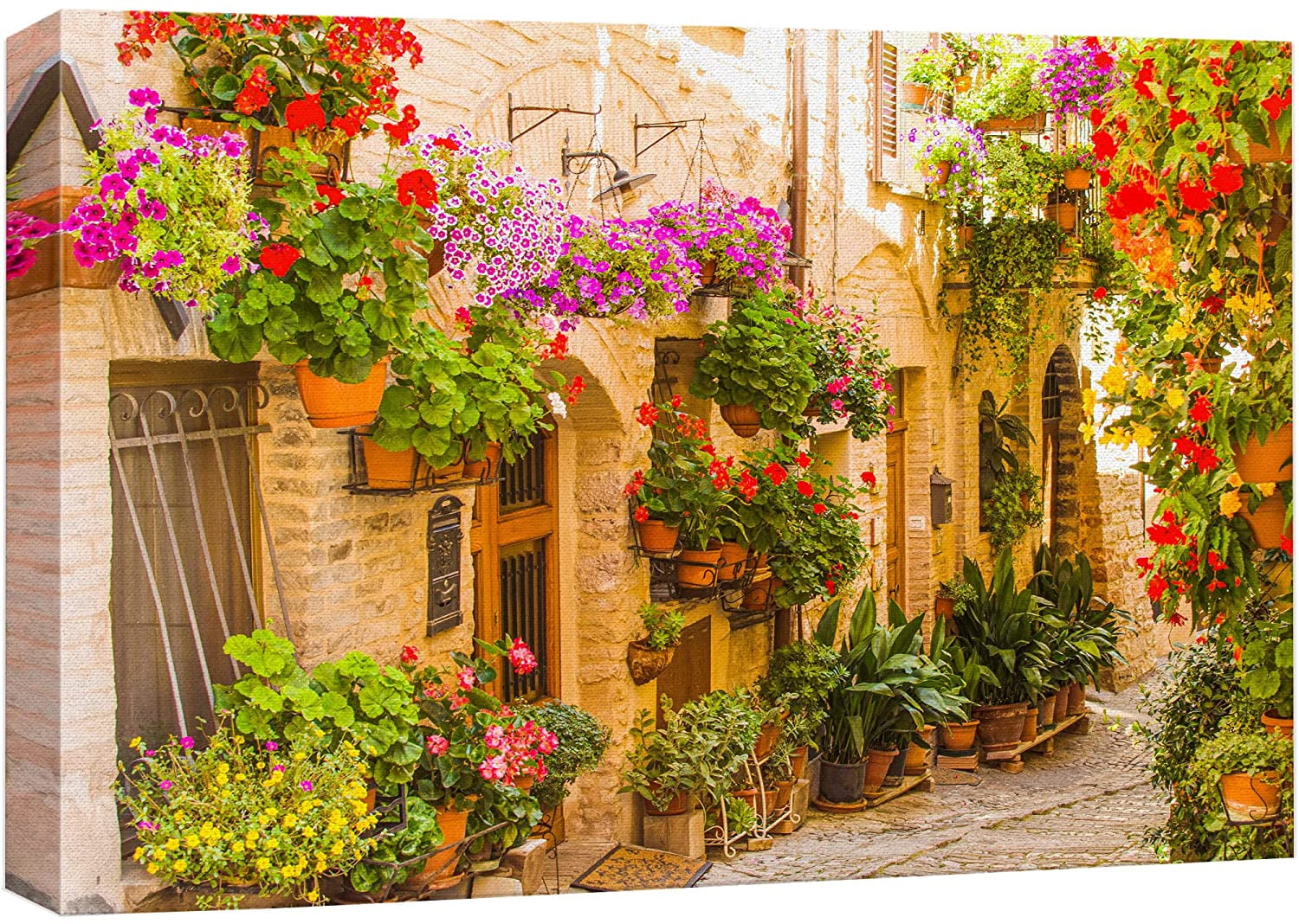 Floral Botanical Garden European Village Canvas Print