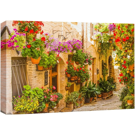 wall26 Canvas Print Wall Art Floral Botanical Garden European Village Nature Wilderness Photography Realism Rustic Scenic Landscape Earth Panorama Colorful for Living Room, Bedroom, Office - 16"
