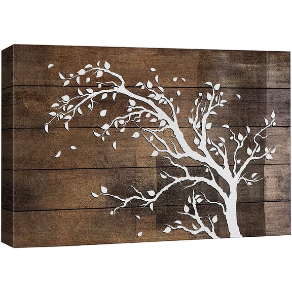 wall26 Canvas Print Wall Art Forest Tree Silhouette Country Farmhouse Wood Panel Nature Wilderness Illustrations Modern Art Rustic Relax/Calm Multicolor for Living Room, Bedroom, Office - 24"x36"