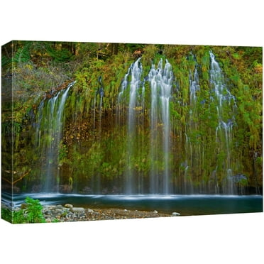 wall26 Canvas Print Wall Art Forest Waterfall in Santa Cruz, Northern California Nature Wilderness Photography Realism Rustic Landscape Colorful Multicolor for Living Room, Bedroom, Office - 12&quot;