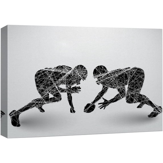 wall26 Canvas Print Wall Art Geometric Line Silhouette Football Players Sports Athletes Digital Art Modern Art Rustic Scenic Urban Exercise Colorful for Living Room, Bedroom, Office - 12"x18&quo