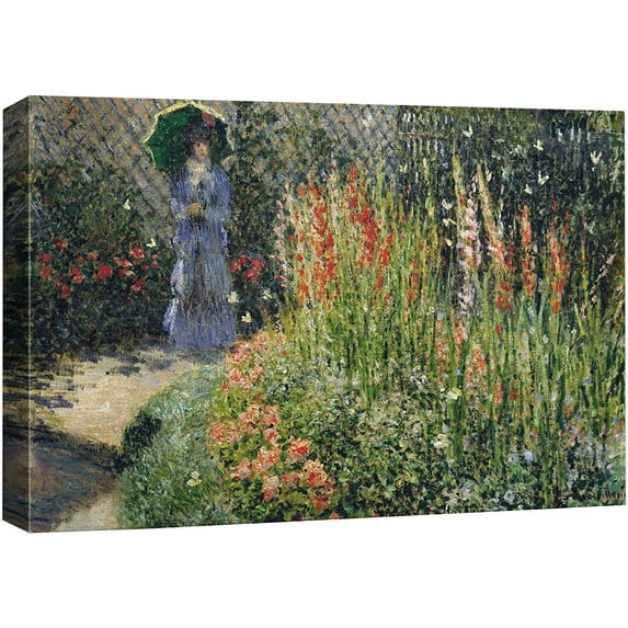 wall26 Canvas Print Wall Art Gladiolus Flower Garden Claude Monet Nature Illustrations Fine Art Decorative Landscape Multicolor Wilderness Rustic for Living Room, Bedroom, Office - 12"x18"