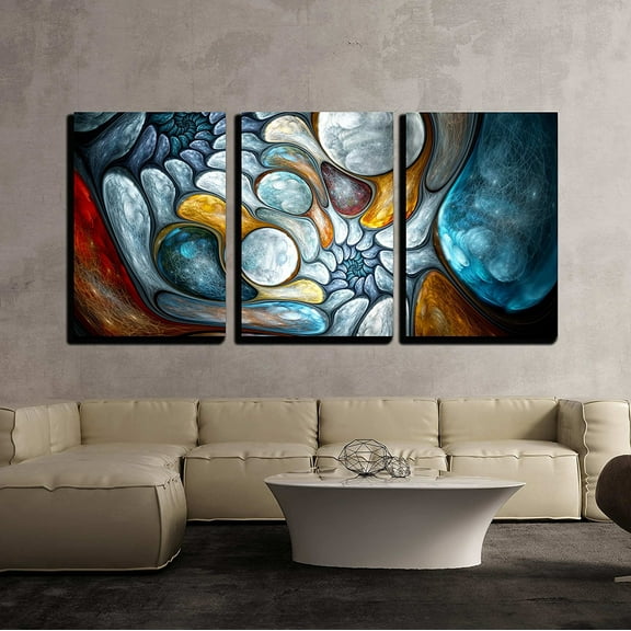 wall26 Canvas Print Wall Art Glowing 3D Oblong Bubble Pattern Abstract Shapes Digital Art Modern Art Rustic Scenic Colorful Multicolor Ultra for Living Room, Bedroom, Office - 24"x36"x3 Pan