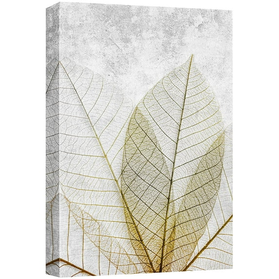 wall26 Canvas Print Wall Art Gold Transparent Detail Forest Leaf Collage Nature Wilderness Illustrations Modern Art Bohemian Scenic Relax/Calm Multicolor for Living Room, Bedroom, Office - 16"x2