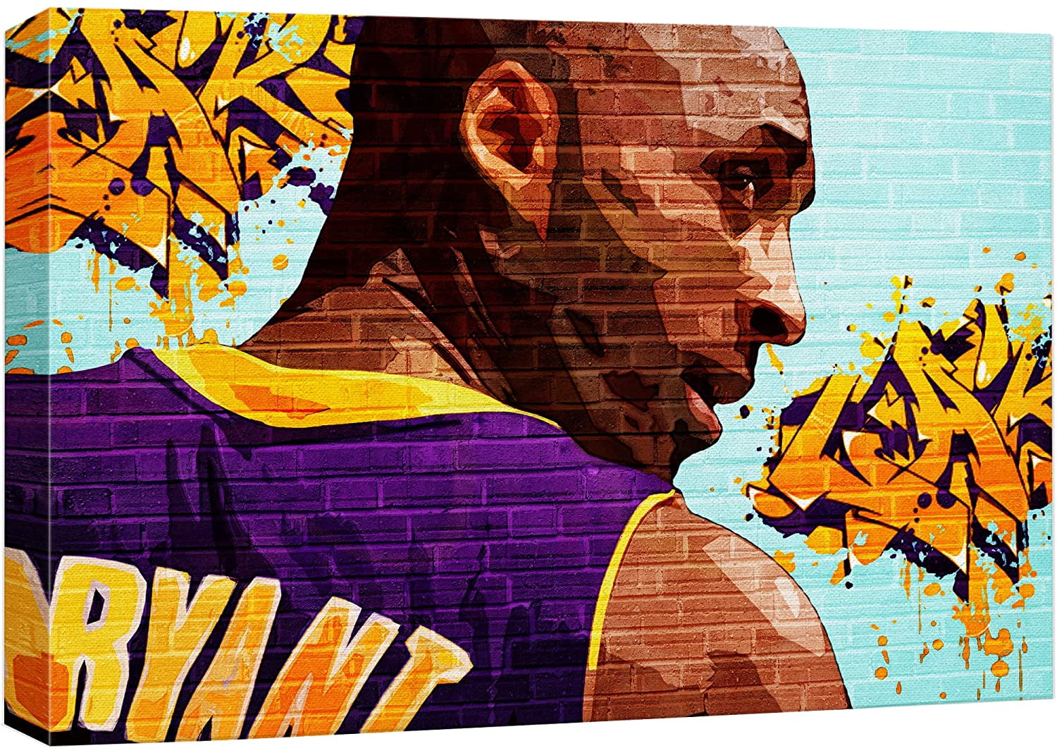 RUARTO Kob Black Mamba #24 Lakers Jersey Wall Art Poster, 16 x 20 Inspirational Basketball Poster Jersey Canvas Wall Art, Unique Gift for