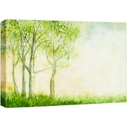 wall26 Canvas Print Wall Art Green Trees in The Forest Meadow Nature Wilderness Watercolor Modern Art Rustic Scenic Colorful Multicolor Cool Zen for Living Room, Bedroom, Office - 16"x24"