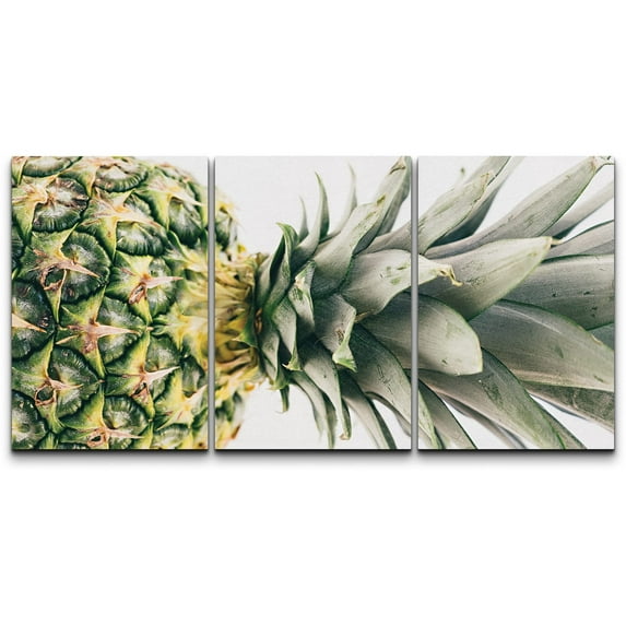 wall26 Canvas Print Wall Art Green & Yellow Tropical Pineapple Close Up Food Culinary Photography Realism Decorative Natural Colorful Vibrant Diet for Living Room, Bedroom, Office - 24"x36&q