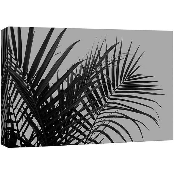 wall26 Canvas Print Wall Art Greyscale Palm Tree Leaf Collage Floral Nature Photography Minimalism Tropical Scenic Relax/Calm Black and White for Living Room, Bedroom, Office - 24"x36"