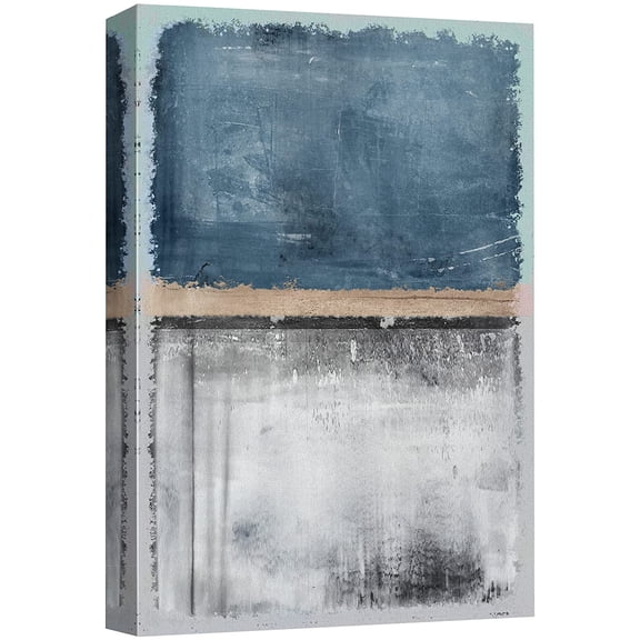 wall26 Canvas Print Wall Art Grunge Blue White Geometric Color Blocks Abstract Shapes Illustrations Modern Art Decorative Minimal Relax/Calm Zen for Living Room, Bedroom, Office - 32x48 inches