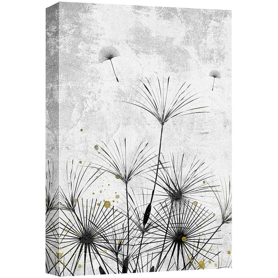 wall26 Canvas Print Wall Art Grunge Dark Dandelion Flower Field Landscape Nature Wilderness Illustrations Modern Art Bohemian Scenic Relax/Calm Multicolor for Living Room, Bedroom, Office - 32"x