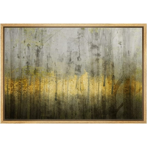 wall26 Canvas Print Wall Art Grunge Gold & Black Abstract Landscape Geometric Shapes Illustrations Modern Art Alternative Dramatic Multicolor Dark for Living Room, Bedroom, Office - 16"x24&q