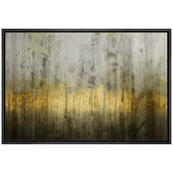 wall26 Canvas Print Wall Art Grunge Gold &amp; Black Abstract Landscape Geometric Shapes Illustrations Modern Art Alternative Dramatic Multicolor Dark for Living Room, Bedroom, Office - 16"x24&q