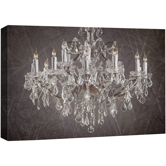 wall26 Canvas Print Wall Art Grunge Paint Stroke Silver Crystal Chandelier Decorative Light Digital Art Realism Stylish Chic Contemporary Boho Relax/Calm for Living Room, Bedroom, Office - 24"x3