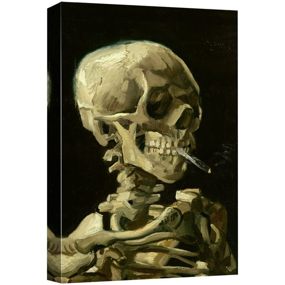 wall26 Canvas Print Wall Art Head of a Skeleton with Burning Cigarette by Vincent Van Gogh Nature Wilderness Illustrations Fine Art Relax/Calm Multicolor for Living Room, Bedroom, Office - 24"x3