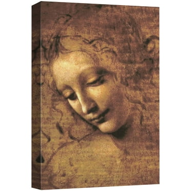 wall26 Canvas Print Wall Art Head of a Woman by Leonardo da Vinci Historic Cultural Illustrations Realism Traditional Scenic Expressive for Living Room, Bedroom, Office - 12&quot;x18&quot;