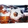 thumbnail image 1 of wall26 Canvas Print Wall Art High Contrast Red Sparks Soccer Ball Goal Sports &amp; Fitness Athletes Photography Realism Boy's Bedroom Decorative Urban Rustic for Living Room, Bedroom, Office - 12&qu, 1 of 5