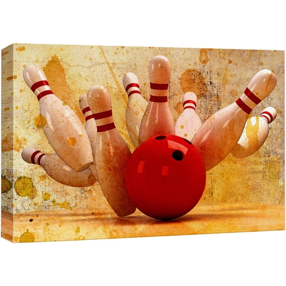 wall26 Canvas Print Wall Art Hitting a Split Bowling Ball &amp; Pins Sports Athletes Photography Modern Art Contemporary Scenic Urban Multicolor for Living Room, Bedroom, Office - 32"x48"