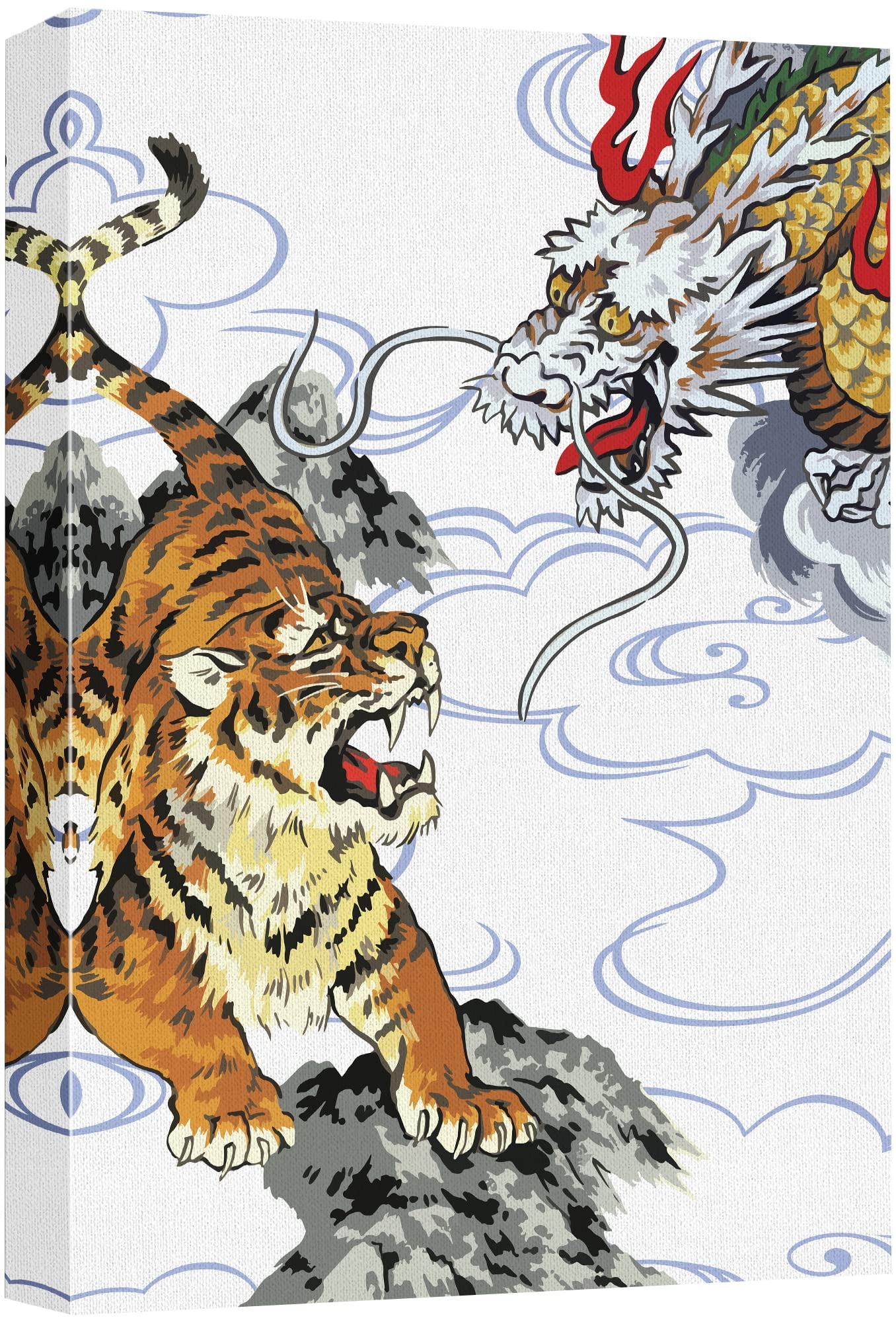 wall26 Canvas Print Wall Art Japanese Style Tiger \u0026amp; Dragon Battle  Animals Cultural Illustrations Pop Art Traditional Scenic Urban Vibrant  Ultra for Living Room, Bedroom, Office - 32\u0026quot;x48\u0026quot - Walmart.com, image size:1356x2000