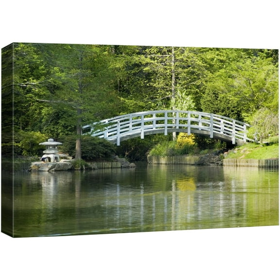 wall26 Canvas Print Wall Art Japanese Style Zen Garden Forest Bridge Nature Floral Photography Realism Rustic Colorful Multicolor Ultra for Living Room, Bedroom, Office - 24"x36"