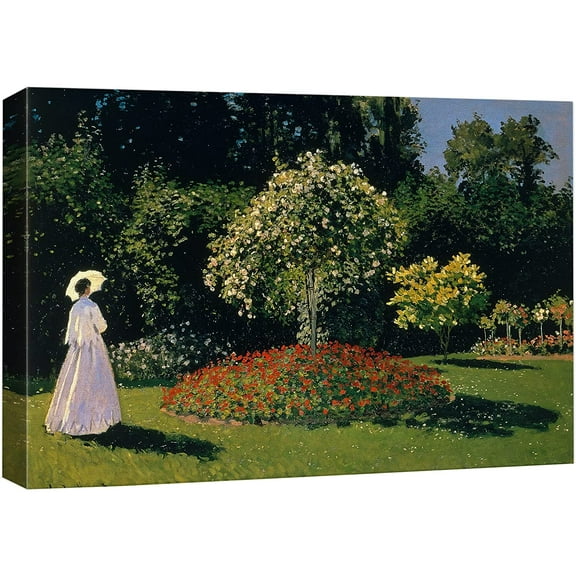 wall26 Canvas Print Wall Art Jeanne-Marguerite Lecadre Garden Claude Monet Nature Illustrations Fine Art Decorative Landscape Multicolor Wilderness Rustic for Living Room, Bedroom, Office - 12"x