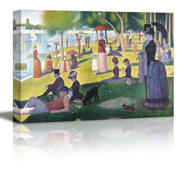 wall26 Canvas Print Wall Art La Grande Jatte by George Seurat Historic Cultural Illustrations Fine Art Traditional Scenic Multicolor Colorful for Living Room, Bedroom, Office - 12"x18"