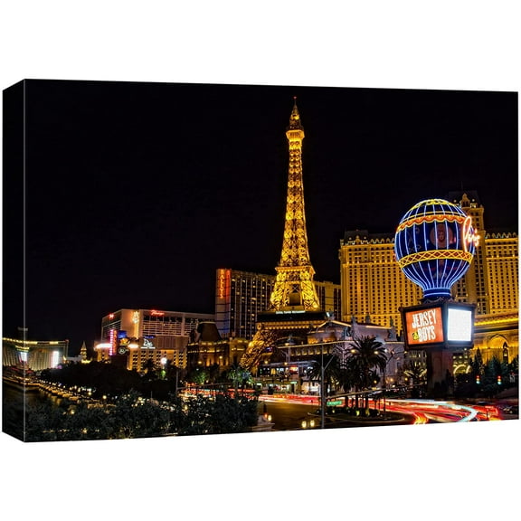 wall26 Canvas Print Wall Art Las Vegas Nevada Eiffel Tower Architecture Cityscape Photography Realism Rustic Scenic Landscape Modern Relax/Calm Colorful for Living Room, Bedroom, Office - 12"x18